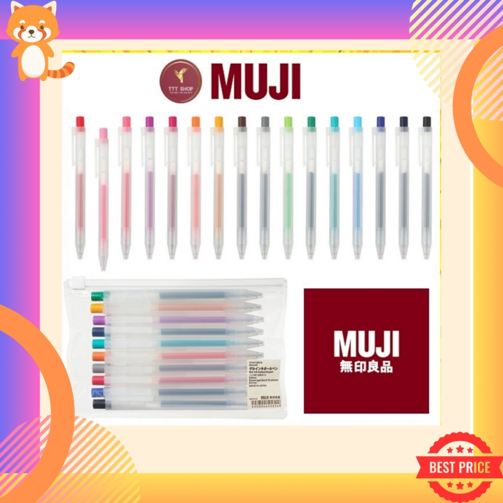 MUJI ปากกามูจิ ปากกาเจลแบบกด ขนาด 0.50 mm และไส้ปากกามูจิขนาด 0.5 สินค้าของแท้จากประเทศญี่ปุ่น