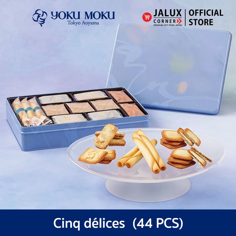 JALUX CORNER YOKU MOKU Cinq délices (Summer) ขนมคุกกี้รวม 5 ชนิด กล่องเหล็ก 44 ชิ้น