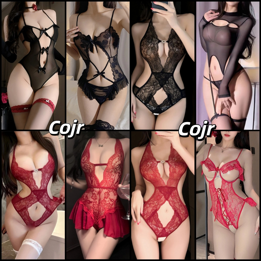 Cojr💖sex💖ชุดบอดี้สูท ชุดบอดี้สูทเซ็กซี่.  ห้อยคอ คอวีลึก เปิดเป้า ผ้าซีทรู  เว้าหลัง เปิดเผยหน้าอก ลูกไม้เซ็กซี่ 💕girl💕