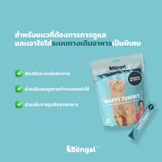 Prof. Bengal Happy Tummy Cat Paste ขนมแมวเลียสูตรทางเดินอาหาร ลำไส้ 200 กรัม (ใน 1 ถุงมี 20 ซอง ซองละ 10 กรัม) สำหรับแมว
