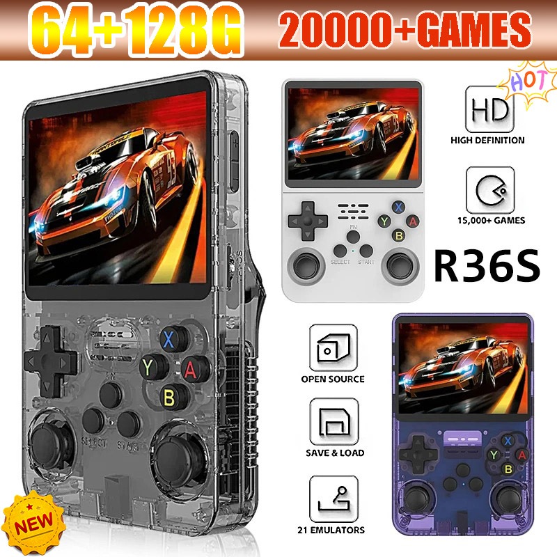 เกมบอยR36S เกมบนมือเล่นเพลินมาก 20000+เกมให้เลือก หน้าจอhd แบตเตอรี่3500mah ของขวัญวันเกิด