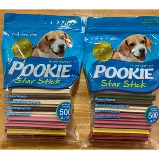 MG-910 Pookie Star Stick 🐾 ขนมขัดฟันสำหรับสุนัข 500 กรัม x 1 ถุง ขนมทานเล่นและให้รางวัลสำหรับสุนัข