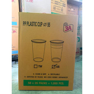 แก้ว 22 ออนซ์ ปาก 95 เรียบใส US ตรา 3A : จำหน่าย 500 ใบ ครึ่งลัง และ 1000 ใบ ยกลัง