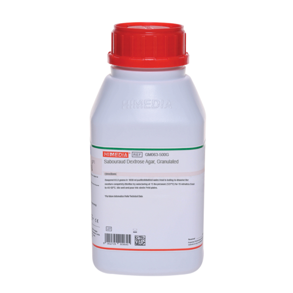 อาหารเลี้ยงเชื้อ Sabouraud Dextrose agar, Granulated (SDA)  500g. HiMedia
