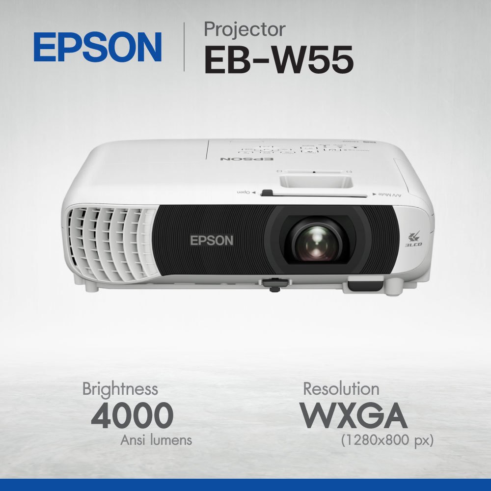 Projector Epson EB-W55 (WXGA Resolution, 4000 Ansi Lumens) รับประกันศูนย์ 2 ปี