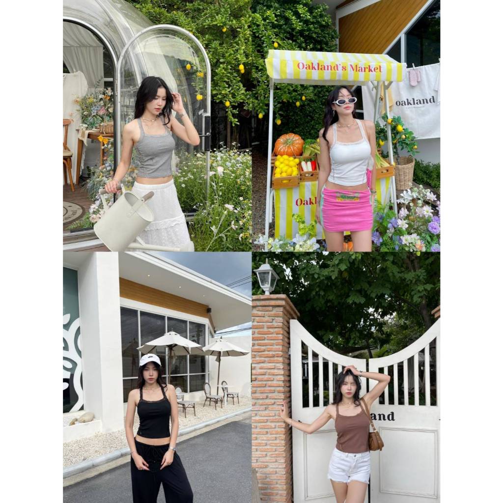 B-308 Luna top เสื้อสายเดี่ยวคล้องคอ ดีเทลลูกไม้ เสื้อสายเดี่ยวลูกไม้ – โปรปัง