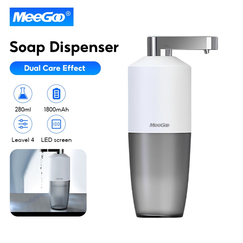MeeGoo เครื่องจ่ายน้ํายาบ้วนปาก Mouthwash Dispenser อัตโนมัติ ควบคุมของเหลว 4 เกียร์สําหรับห้องน้ํา 280ml แบบพกพา