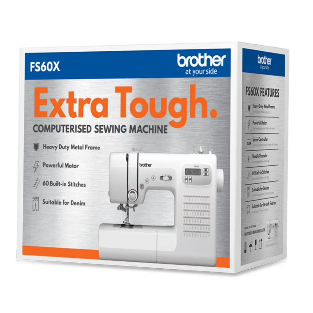 จักรเย็บผ้า Brother FS60X จักรคอมพิวเตอร์ โครงโลหะ แข็งแรง เย็บผ้าหนา ยีนส์ ผ้ายืด ได้ 60 ลาย