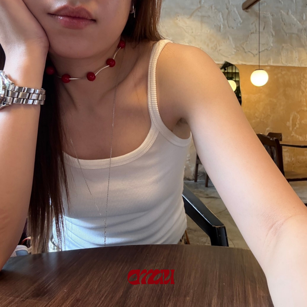 EMAU- Cherry Gummy the Elegant Red Necklace สร้อยหินสีแดงทึบสลับ ราคา ถูกที่สุด ดีลบีเคเค แกลเลอรีภาพที่ 2