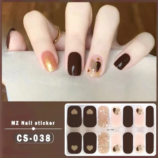 สติ๊กเกอร์ติดเล็บสีทองไล่เฉดกันน้ำแบบปลอดมลภาวะใหม่ล่าสุดจากซีรีส์ CS ดีไซน์ DIY สำหรับตกแต่งเล็บ ชุด 14 ชิ้น เหมาะสำหรั