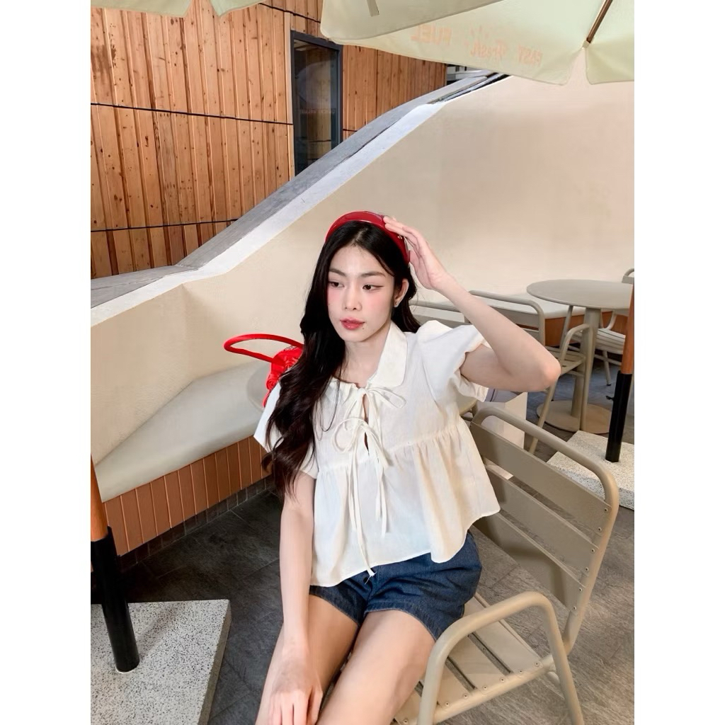 เสื้อลินินคอปกบัวDetailผูกโบว์สบายช่วงอกทรงสวยใส่สบายแมทช์ง่าย♾️ ราคา ถูกที่สุด ดีลบีเคเค แกลเลอรีภาพที่ 7