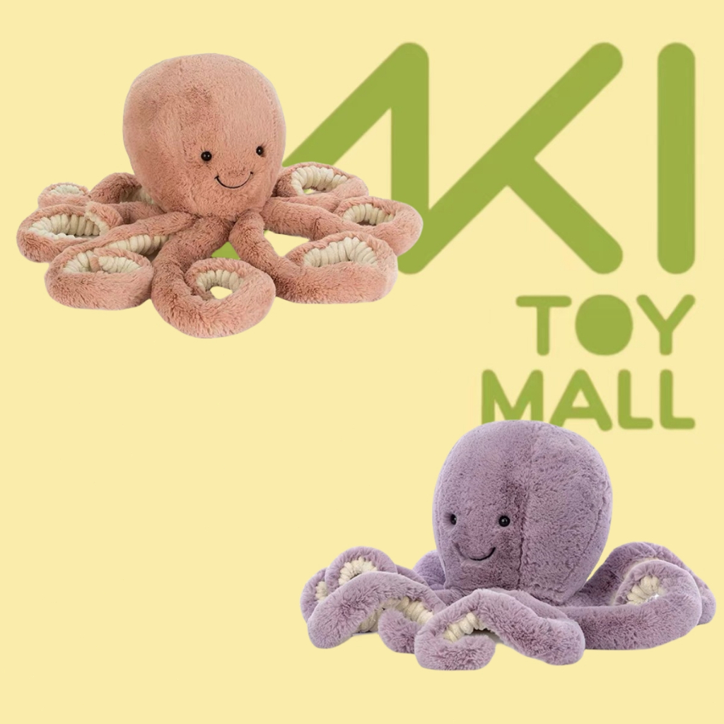 Jellycat【ตัวแทนซื้อ】 Odell Octopus ปลาหมึกยักษ์สีชมพู ของเล่นผ่อนคลาย
