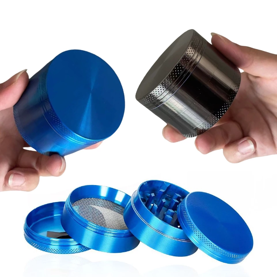 ที่บดสมุนไพร 63มม. Grinder 4 ชั้น 63mm สีทึบ วัสดุโลหะ บดได้ละเอียด พกพาสะดวก พร้อมส่งจากไทย