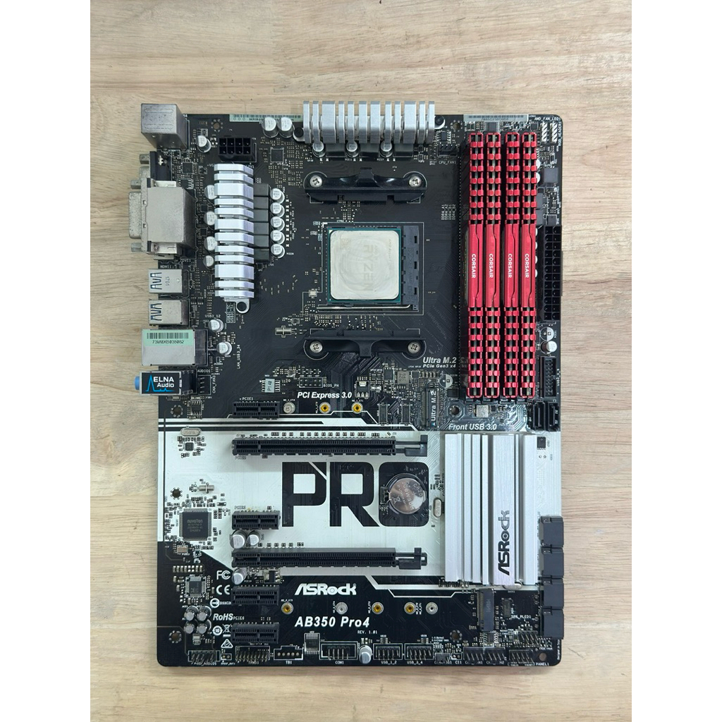 ชุด CPU AMD RYZEN7 1700/MB ASROCK AB350 PRO 4/RAM CORSAIR DDR4 32GB 8X4 BUS2400 [มัดรวม6 ชิ้น] สภาพด