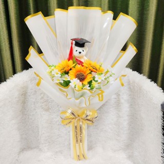 ช่อธนบัตรบัณฑิตน้อยขนาด 10 ใบ ใส่ได้ทุกแบงค์ ช่อสีขาว