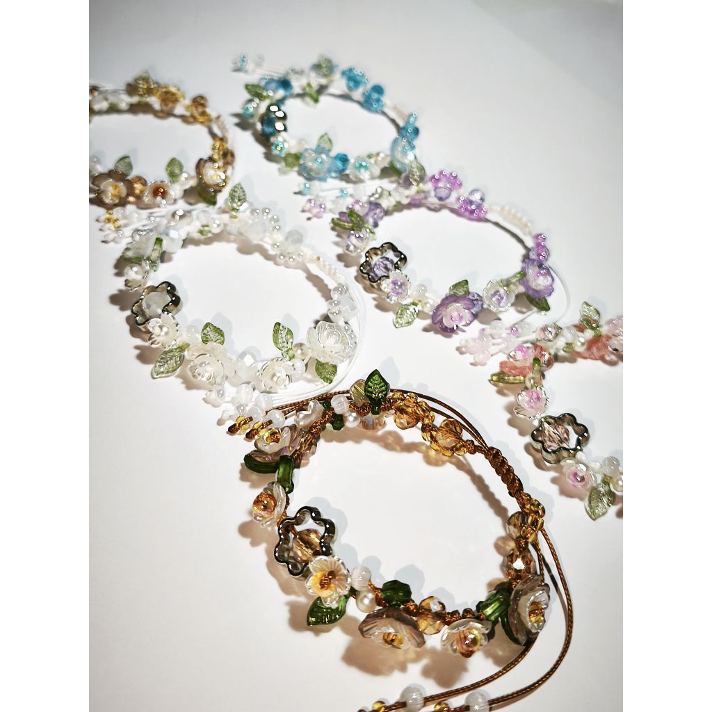 สร้อยข้อมือ กำไลข้อมือ กำไลเชือกเทียนเกาหลี สวนดอกไม้น่ารักๆ💐 handmade