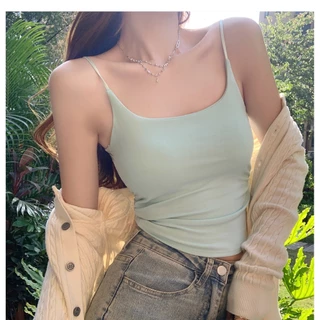 เสื้อสายเดี่ยว มีฟองน้ำ สำหรับผู้หญิง สีสันสวยงาม ไร้ขอบ ใส่สบาย สไตล์เก๋ๆ เสื้อผ้าผู้หญิง แฟชั่นน่ารักๆ B835