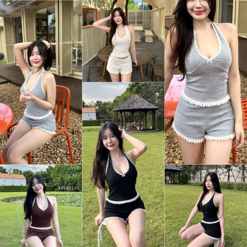 💕ShopBypuy💕ชุดเซ็ตคล้องคอกับกางเกงตัวจิ๋ว❌มีขายแยกด้วยนะคะ❌