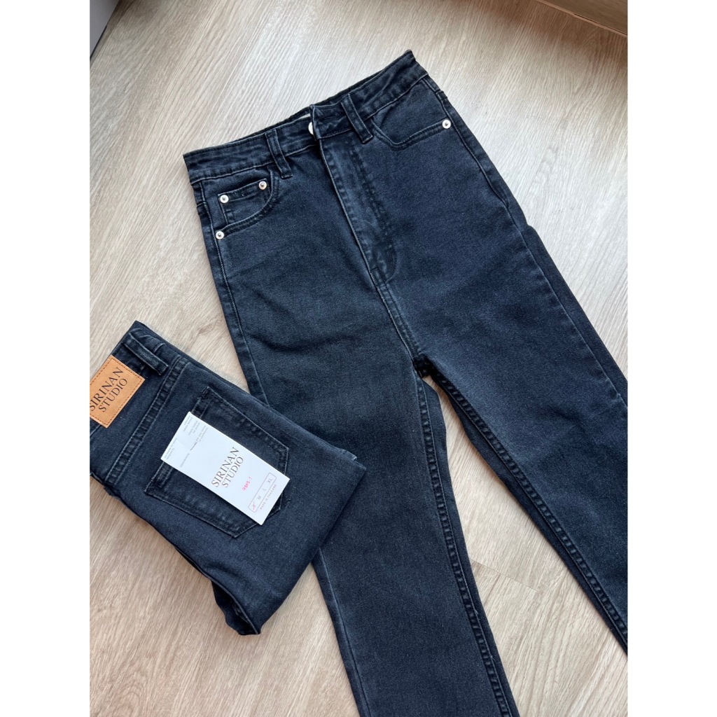 SIRINAN studio ขาม้าน้อยเต่อ ยาว 37 นิ้ว เอวสูงเก็บหุ่นดีมาก สีดำฟอก ผ้ายืดกระชับใส่สบายสุดๆ - รูปที่ 6