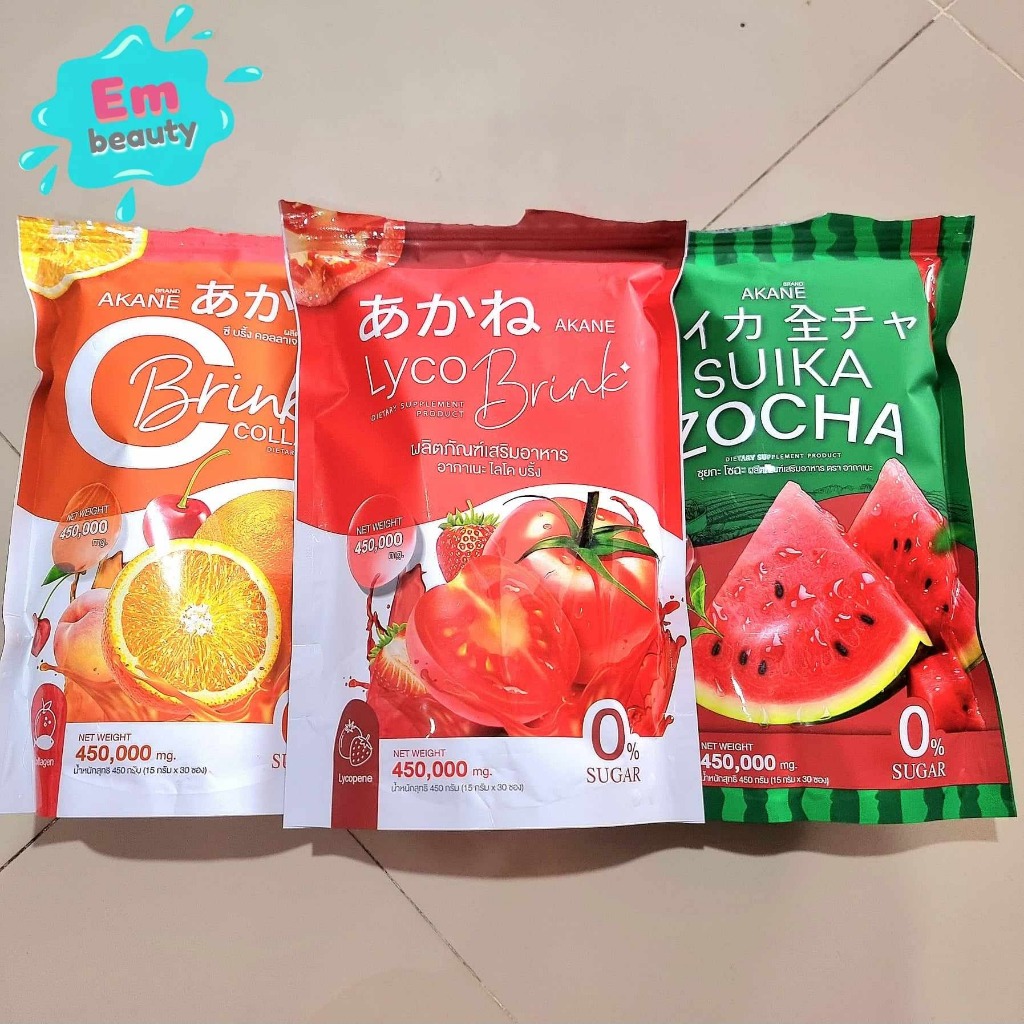 อากาเนะ Akane ไลโคบริ้งค์/ ซีบลิ้งค์/ชาแตงโม/แตงโมกลูต้าวิ้งค์ 🍊 1 ห่อ บรรจุ 30ซอง 🍉🍅 ของแท้ 100%