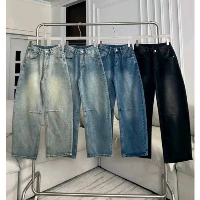 PTJ30303 Kris Barrel Slim กางเกงยีนส์ขากระบอกทรง Barrel ปัก Promthong