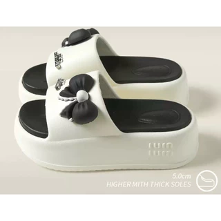 พร้อมส่ง รองเท้าแตะเสริมส้นนุ่มนิ่ม รุ่น soft ribbon มี36-40 สีดำ /น้ำตาล :8802