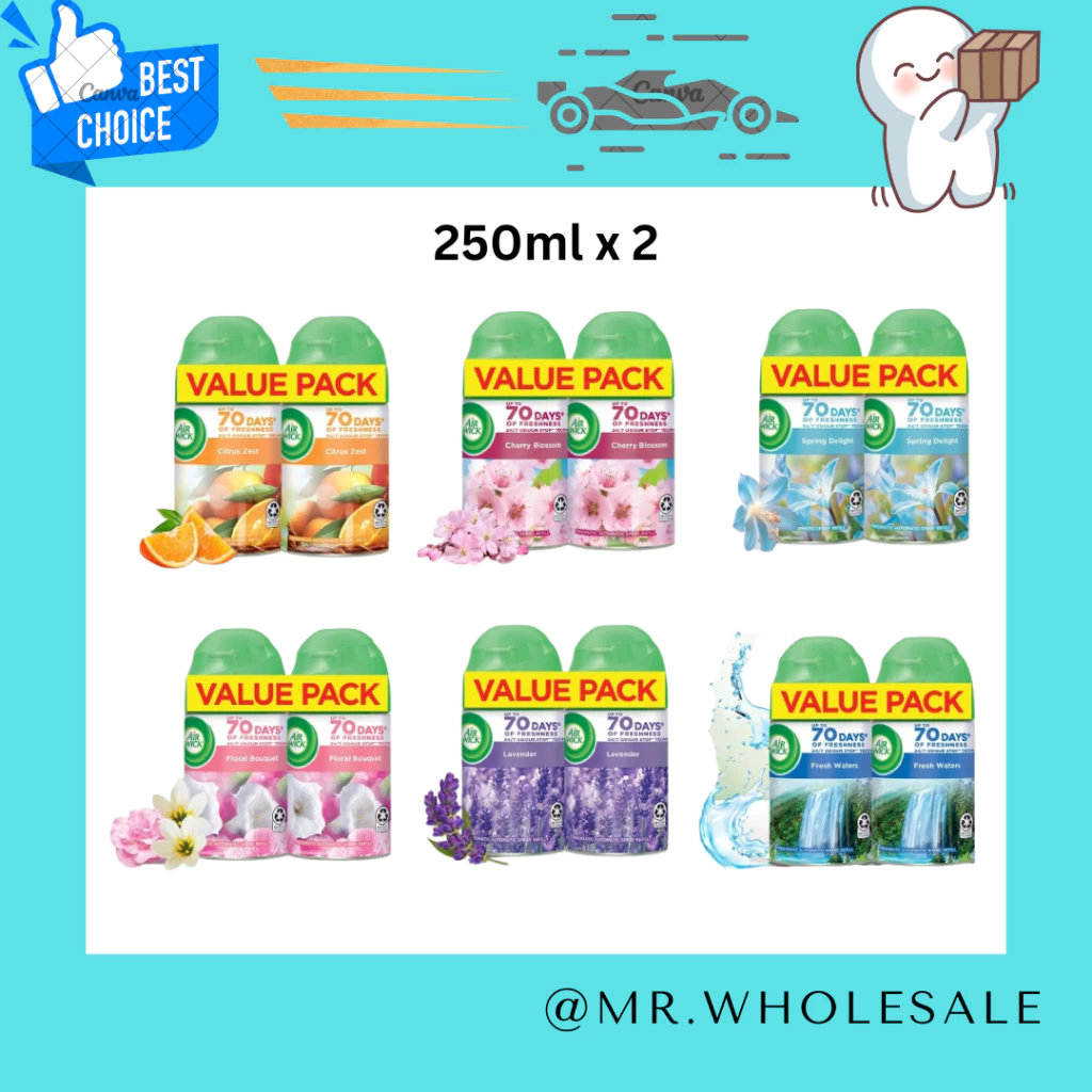 แพคคู่ Airwick refill สเปรย์ปรับอากาศ ชนิดเติม 250mlรีฟิลได้2กระป๋อง(ใช้กับเครื่องเกลดได้)
