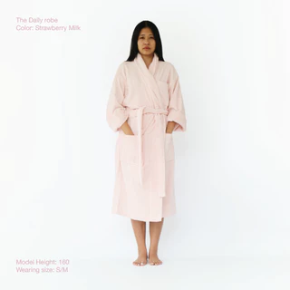 Hiatti. The Daily Robe - Strawberry Milk ชุดคลุมอาบน้ำ 100% Cotton