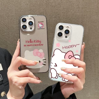 เข้ากันได้กับ IPhone 16 15 14 13 12 11 Pro Max X XR Xs Max 7/8Plus น่ารักสีชมพู Kitty แฟชั่น Star เคส