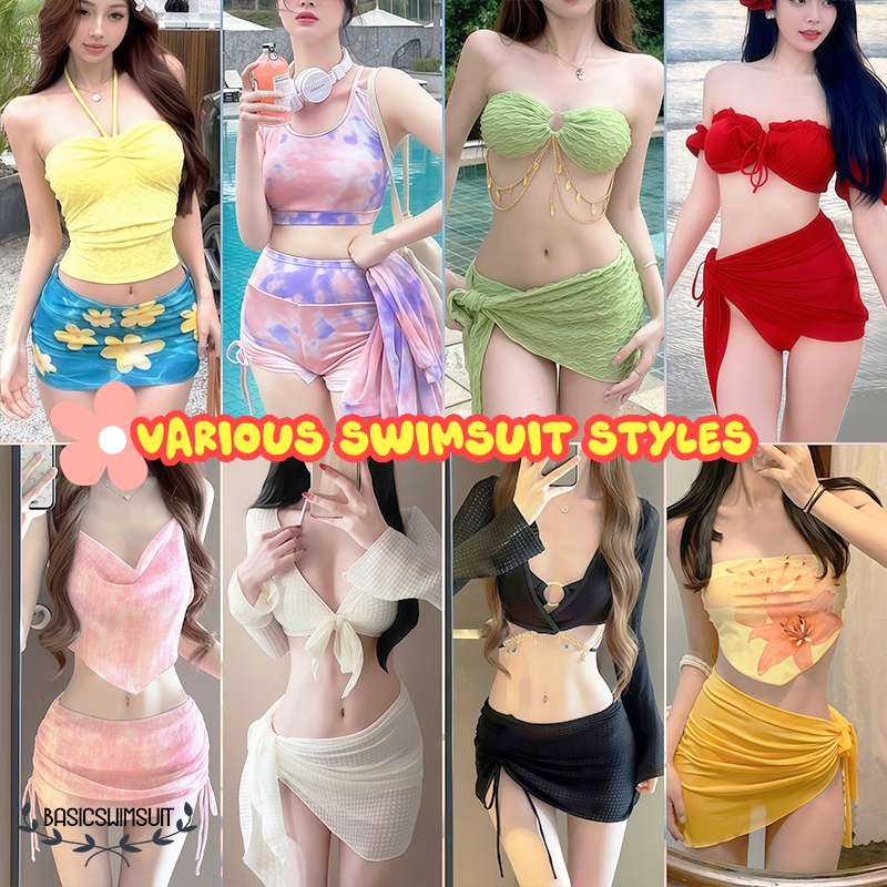 🧡Basic swimsuit💛 หลากหลายสไตล์ ชุดว่ายน้ำหญิง ชุดว่ายน้ำสองชิ้น  ชุดว่ายน้ำ bikini เนื้อผ้าสวมใส่สบาย ส่งไวจากไทย
