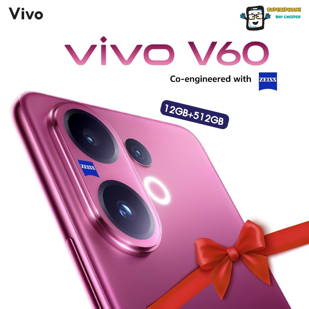 Vivo V60 รุ่น 5G (12/512GB)เลนส์ ZEISS จอโค้ง แบต 6,500mAh(By SuperTStore)