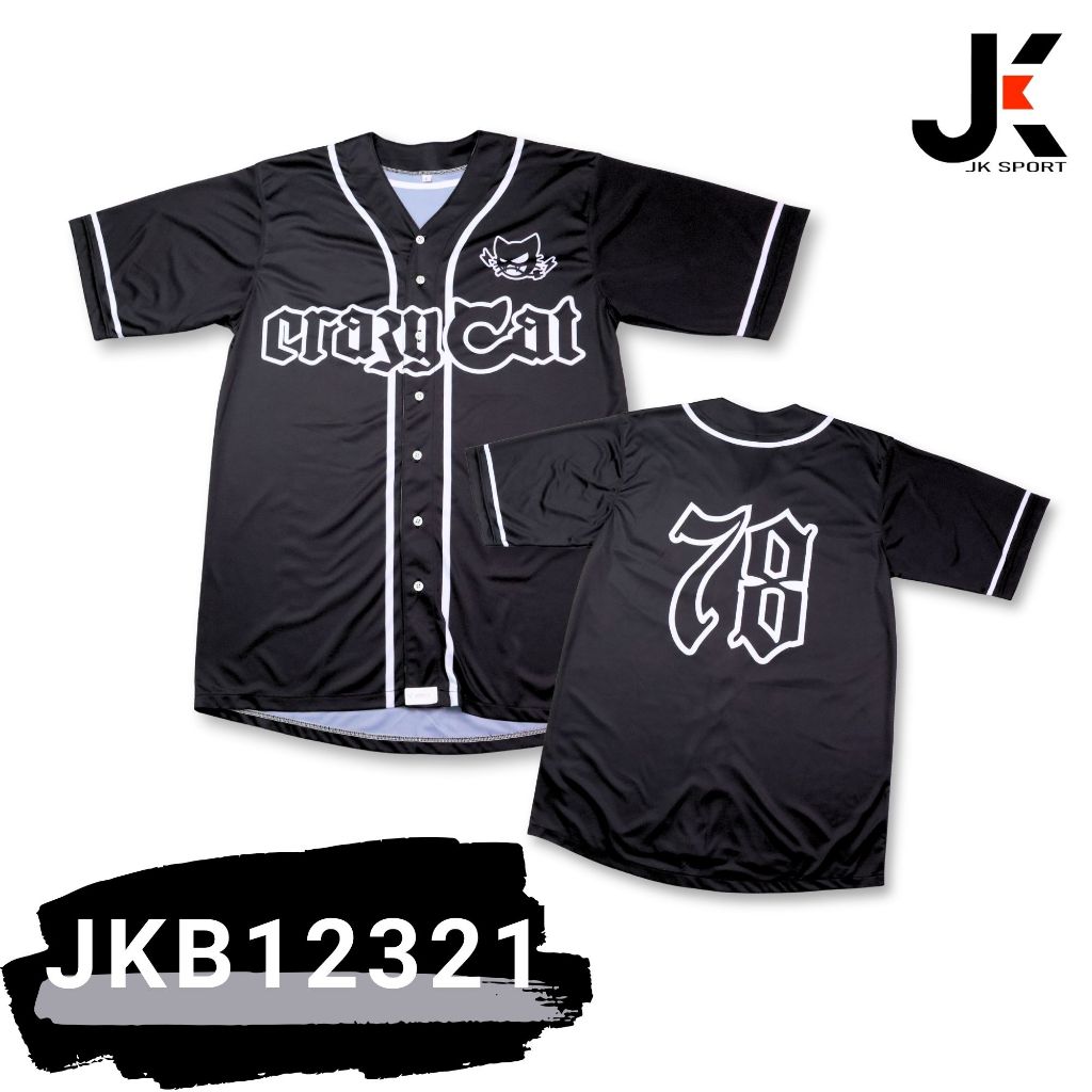 เสื้อเบสบอล JKB12321 แห้งเร็ว ระบายอากาศได้สบาย กระดุมจริง เลขด้านหลังเป็นแบบสุ่ม