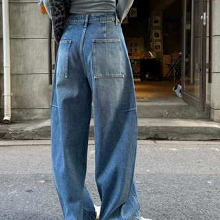 BY0260 BARREL JEANS ผ้ายีนส์แท้ใส่สบายทรงเป้ะ benly co
