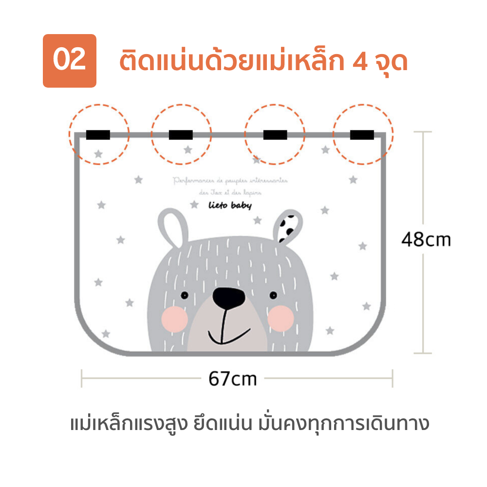 lieto ผ้าม่านบังแดด ลายผลไม้ (Fruity) *ไม่สามารถใช้ร่วมกับรถยุโรปทุกชนิด 1 ชิ้น - รูปที่ 6