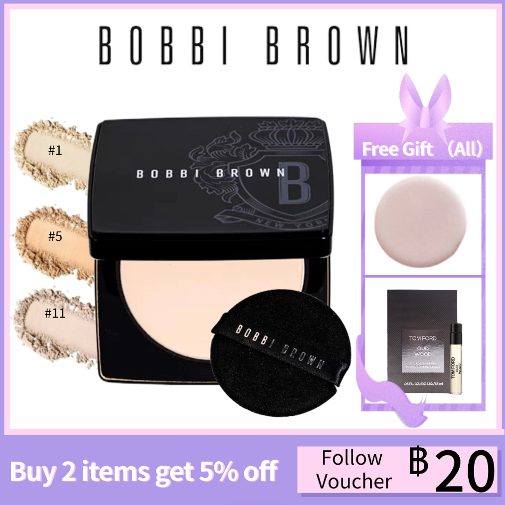 【แท้💯%】 Bobbi Brown Sheer Finish Pressed Powder #01 Pale Yellow #05 Soft Sand #11Soft Porcelain 10g