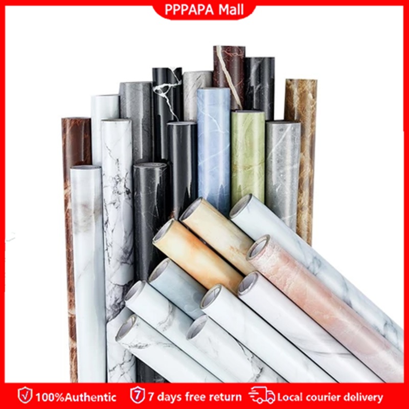 wallpaper sticker 60*1000cm สติกเกอร์ ลายหินอ่อน กันน้ำ กันน้ำมัน สำหรับติดในห้องครัว ตกแต่งบ้าน เฟอร์นิเจอร์