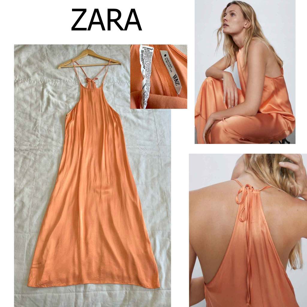 (G271) Z a Ra แมกซี่เดรสสีส้ม ผ้าวิสโค้ท100% สภาพใหม่กริบ อก 34-35 เอว ไม่เกิน 30 สพ ไม่เกิน 40 ยาว 