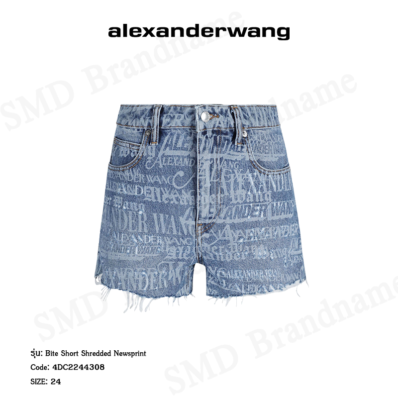 Alexander Wang กางเกงยีนส์ขาสั้นผู้หญิง รุ่น Bite Short Shredded Newsprint Code: 4DC2244308