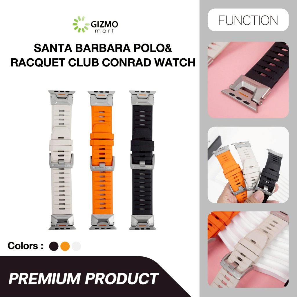 Polo สายนาฬิกา สำหรับแอปเปิ้ลวอช 42/44/45/49 mm สีดำ ขาว ส้ม CONRAD Watchband
