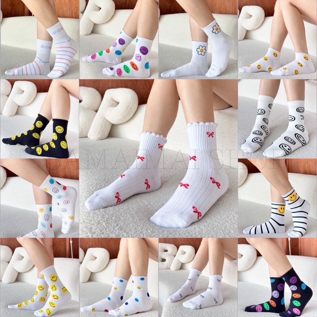 ถุงเท้าแฟชั่นเกาหลี ข้อยาว,ข้อกลาง เนื้อผ้านุ่มอย่างดี🧦พร้อมส่ง🧦