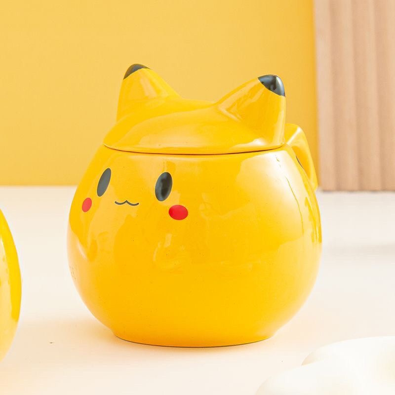 ส่งด่วน⚡️โปเกม่อน ของใช้ปิกาจู พิคาชู Pikachu mug with lid coffe cup แก้วมัคพิกาจูมีฝาน่ารัก แก้วน่า