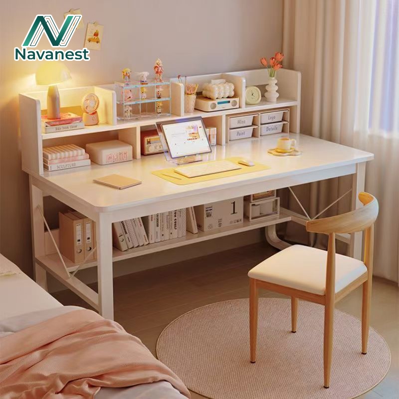 Navanest🔥สินค้าแนะนำ🔥โต๊ะทำงาน โต๊ะคอมพิวเตอร์มัลติฟังก์ชั่น พร้อมชั้นเก็บของ ใช้เรียนหรือทำงานก็ได้