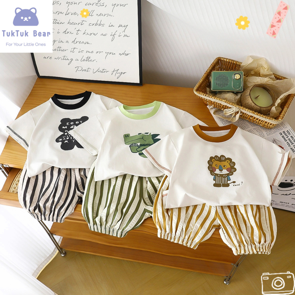 เซ็ทเสื้อยืดเด็ก 2 ตัว ลายการ์ตูนน่ารัก ผ้านิ่มใส่สบาย 1-5 ขวบ พร้อมส่ง