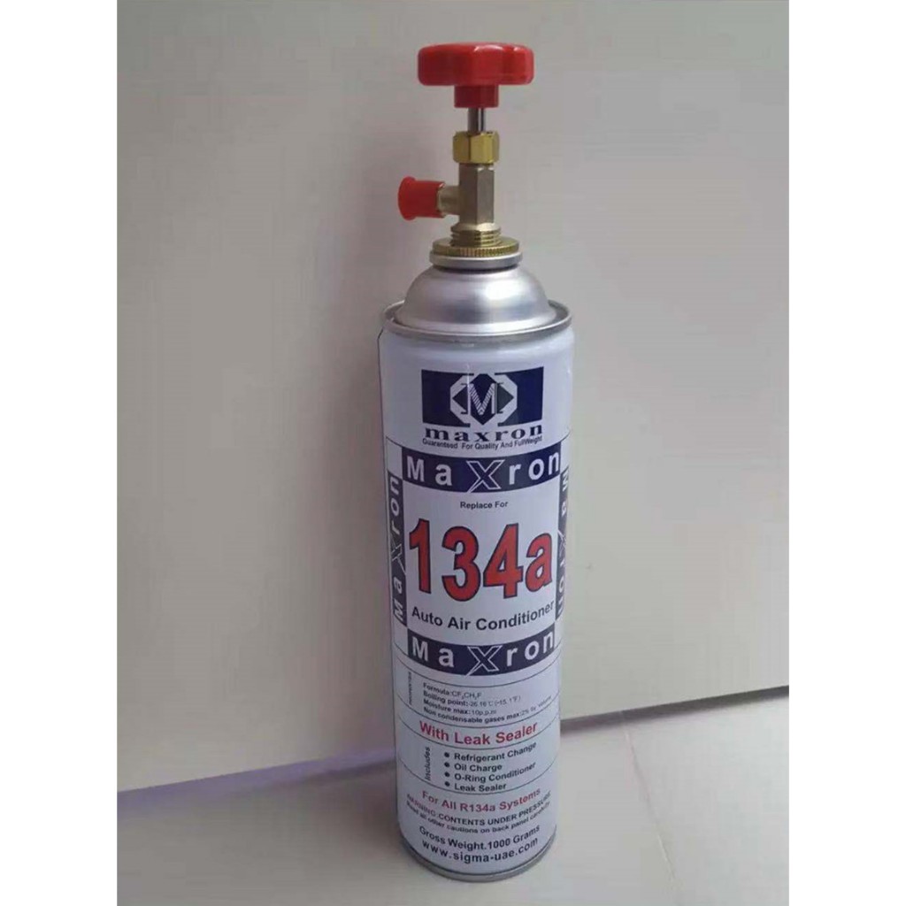 R134A, น้ำยาแอร์ refrigerant 1กระป๋อง 1000g+พร้อมวาล์วหัวเปิดปิดน้ำยาR134a