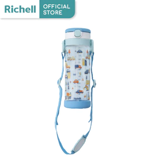 Richell (ริเชลล์) แก้วหลอดดูดกันสำลัก AQULEA 450 มล. พร้อมสายคล้องคอ ลายใหม่