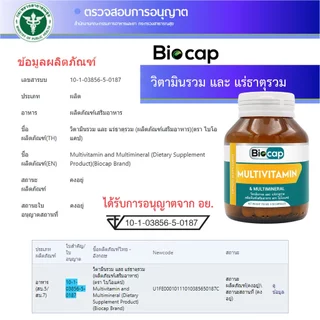 [แถม ซิงค์] วิตามินรวม และ แร่ธาตุรวม x 1 ขวด ไบโอแคป Multivitamin and Multimineral Biocap Zinc แถม ซิงค์ ไบโอแคป 1 ขวด