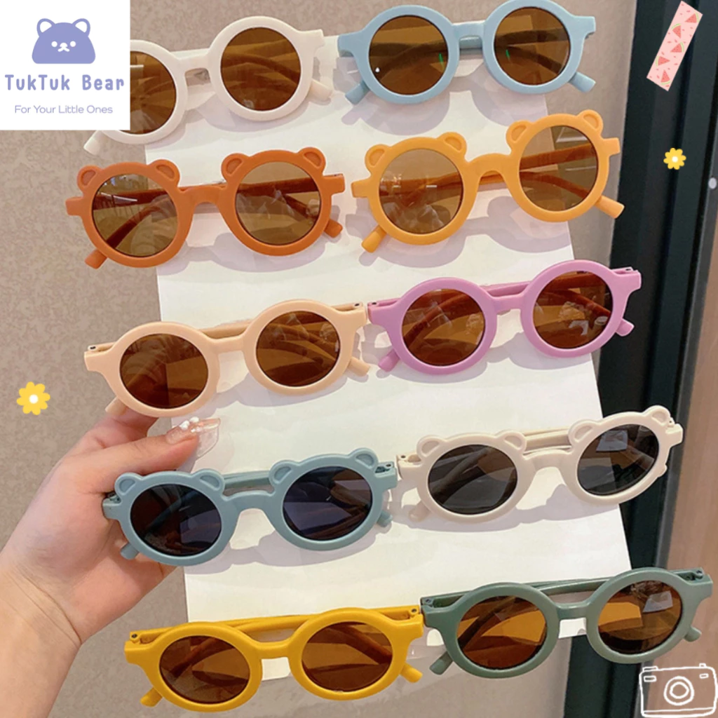 แว่นกันแดดเด็ก ทรงกลม สีทึบ สีน่ารัก พร้อมส่ง