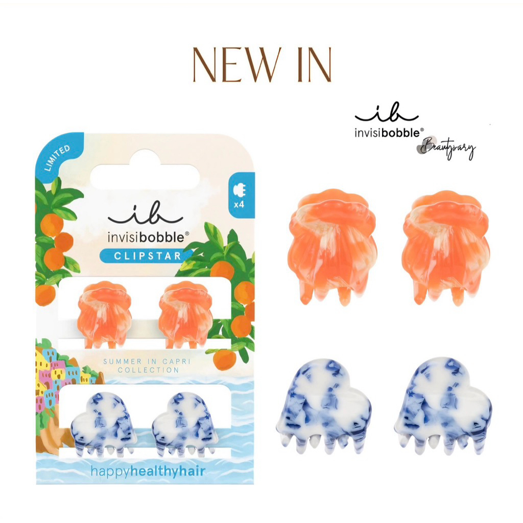 ใหม่ล่าสุด🎉 INVISIBOBBLE กิ๊บหนีบผม ไม่เป็นรอย CLIPSTAR S Mediterranean Minis