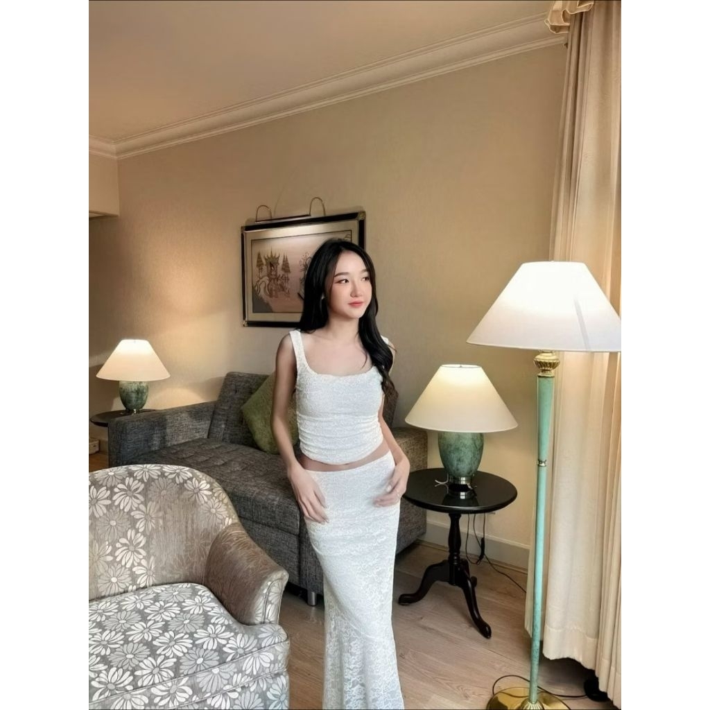 Used ส่งต่อ sweetie set dress เซ็ตเดรสลูกไม้ของ WARA.store.bkk