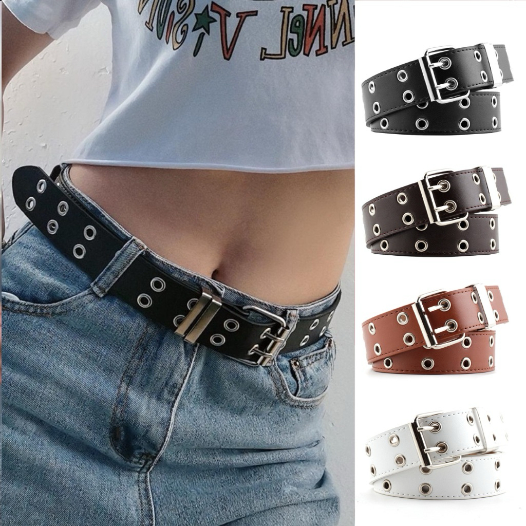 🌟พร้อมส่งจากไทย🌟 KK-02เข็มขัดหนังPUสไตล์อเมริกันพังก์ เข็มขัดวินเทจสไตล์Y2Kทรงฮิตมีหลายสี